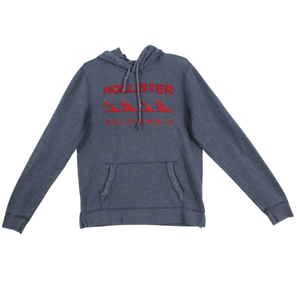 Hollister California Mens Blue/Red Logo Hoodie - M - Cotton Blend‎